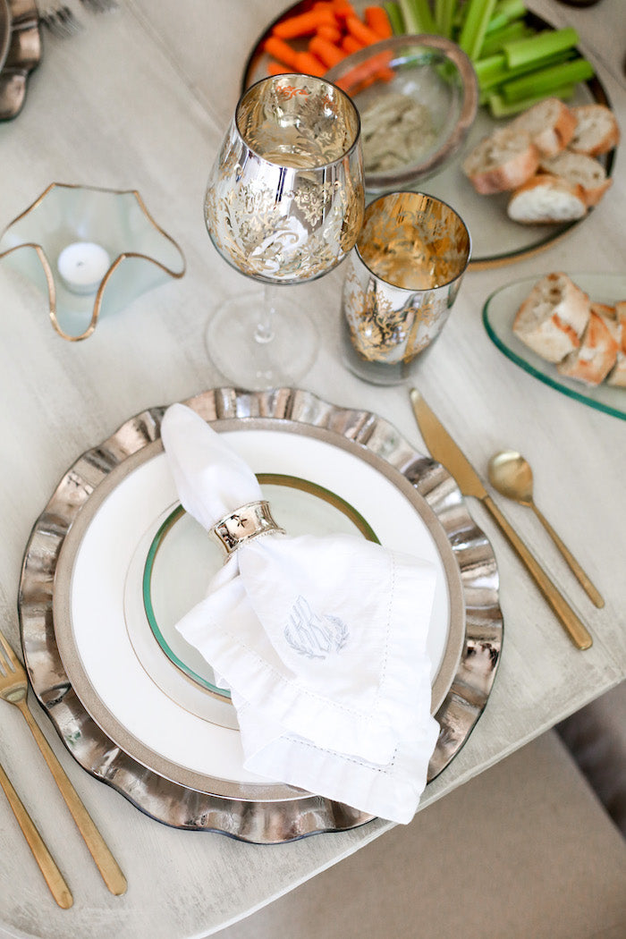 Annieglass gold and platinum dinnerware