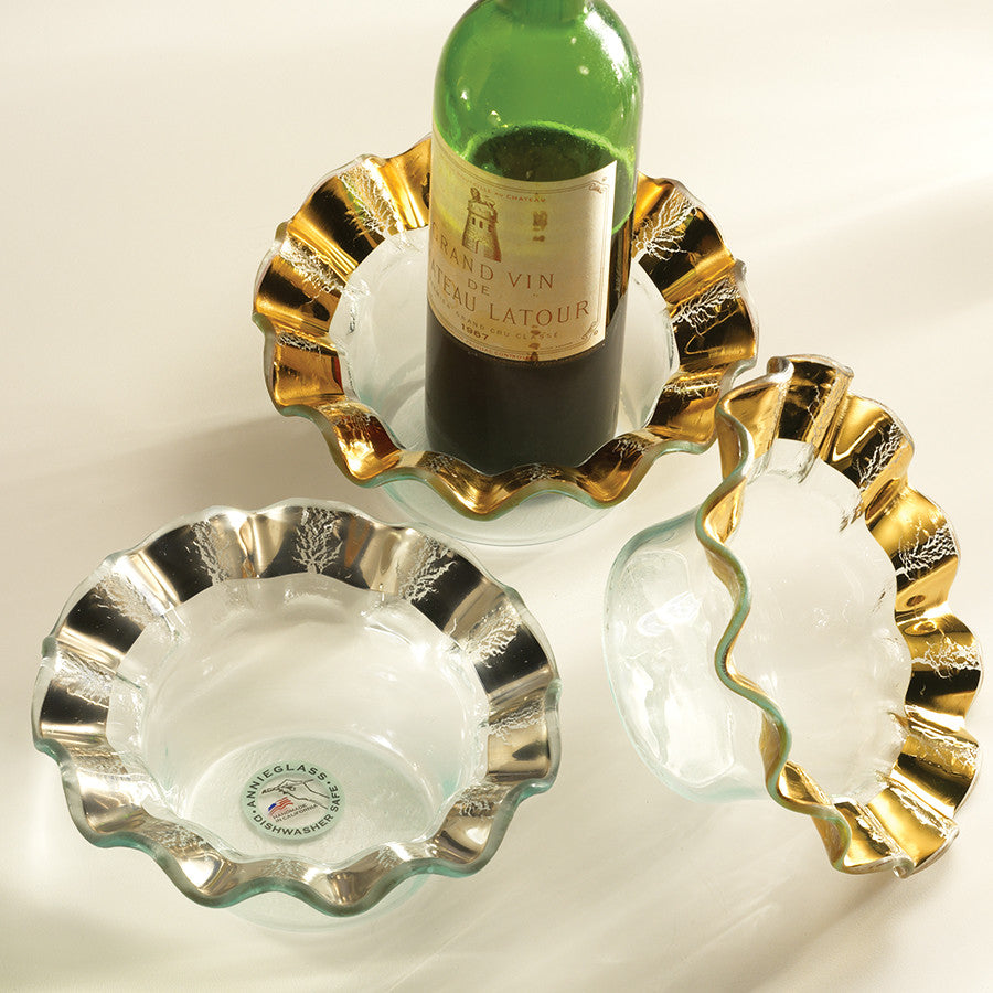 Vintage Glass Wine Bottle Coaster With Brass Rim -  Canada