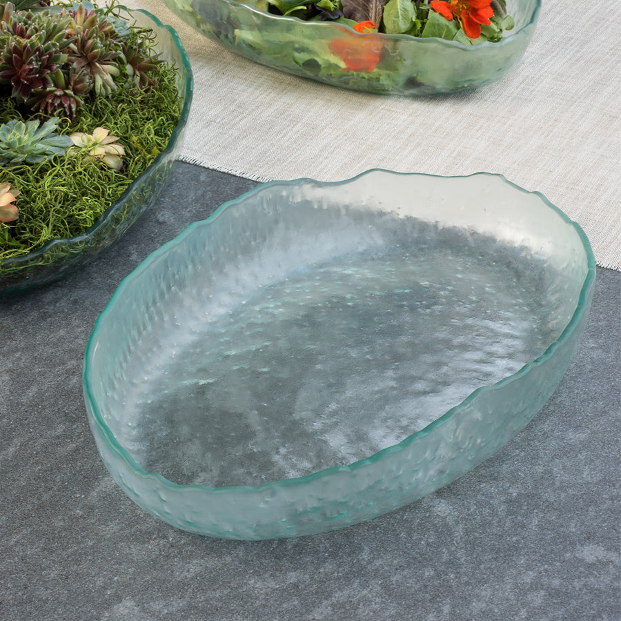 Clear Glass Oval Serving Bowls, Salt by Annieglass