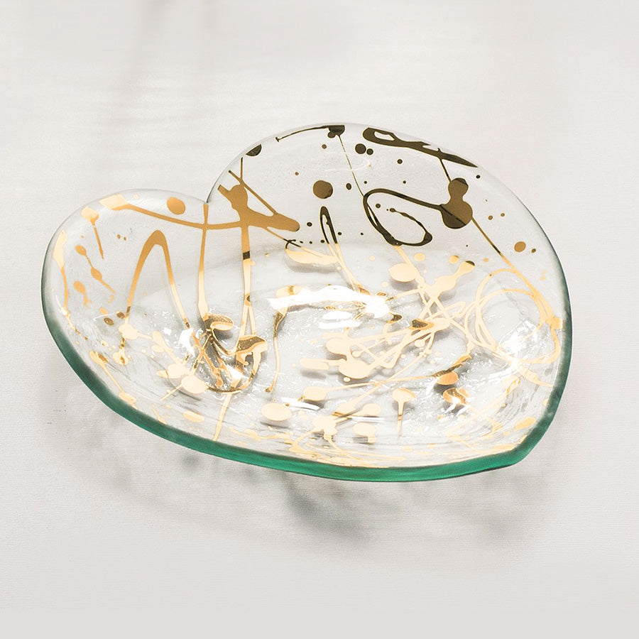 Jaxson Glass Heart Shaped Plate with 24K Gold | Annieglass