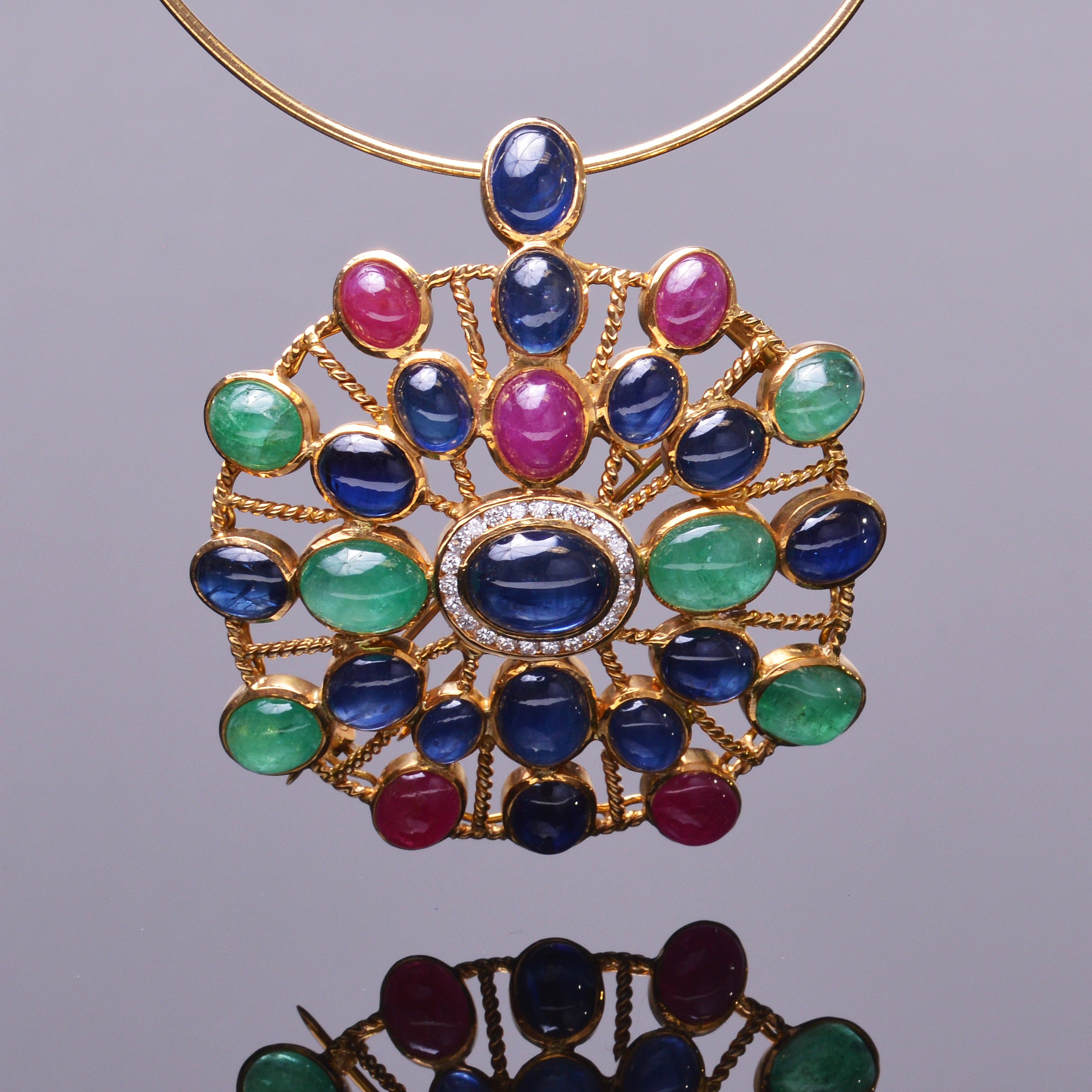 Tutti Frutti Antique Pendant (Estate)