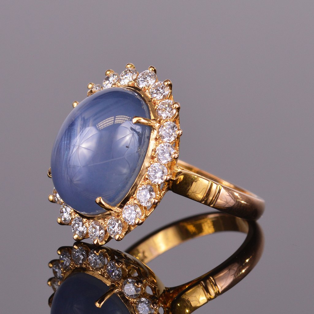 Golconda Star Sapphire and Diamond Ring