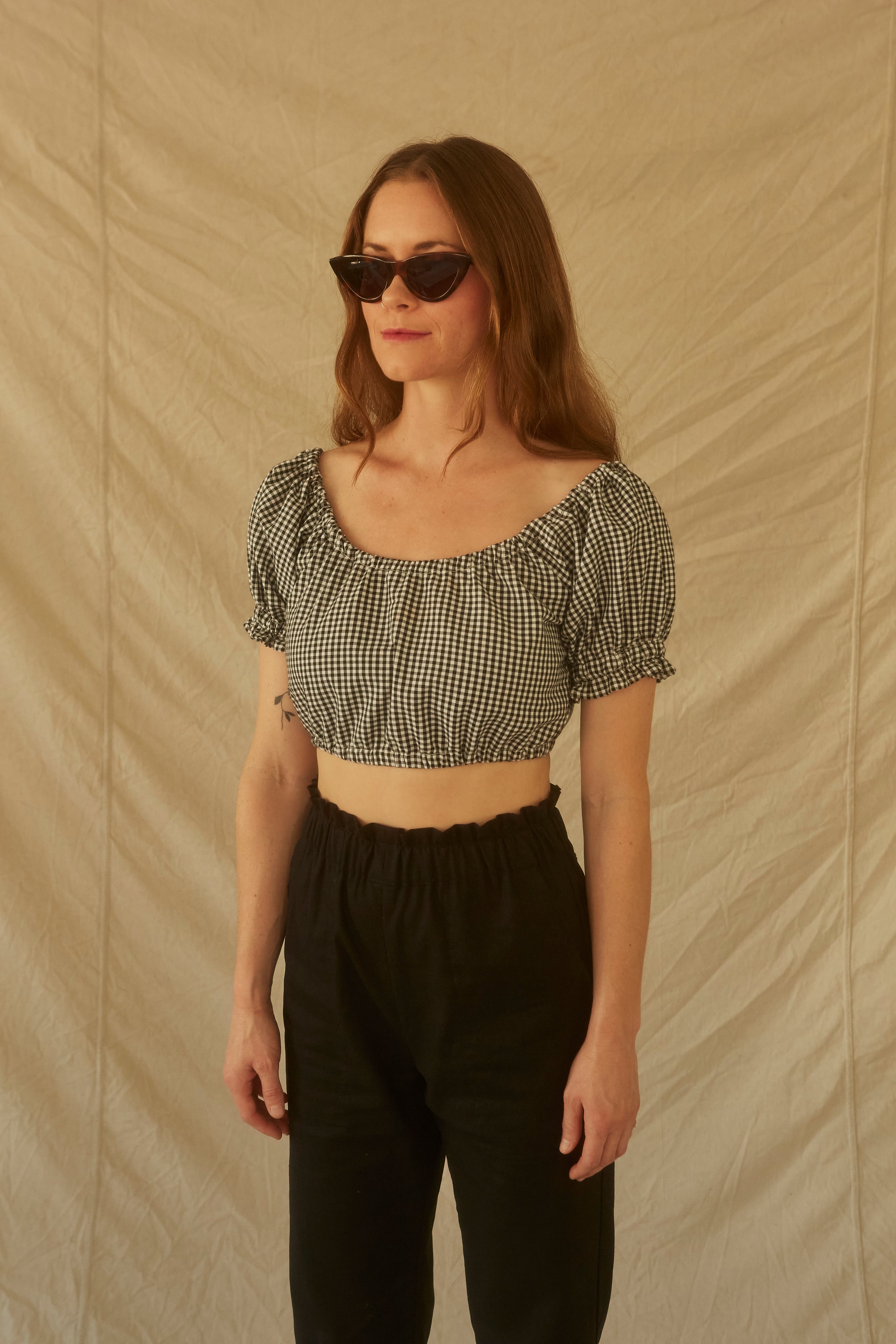 Clementine Top -Black Gingham