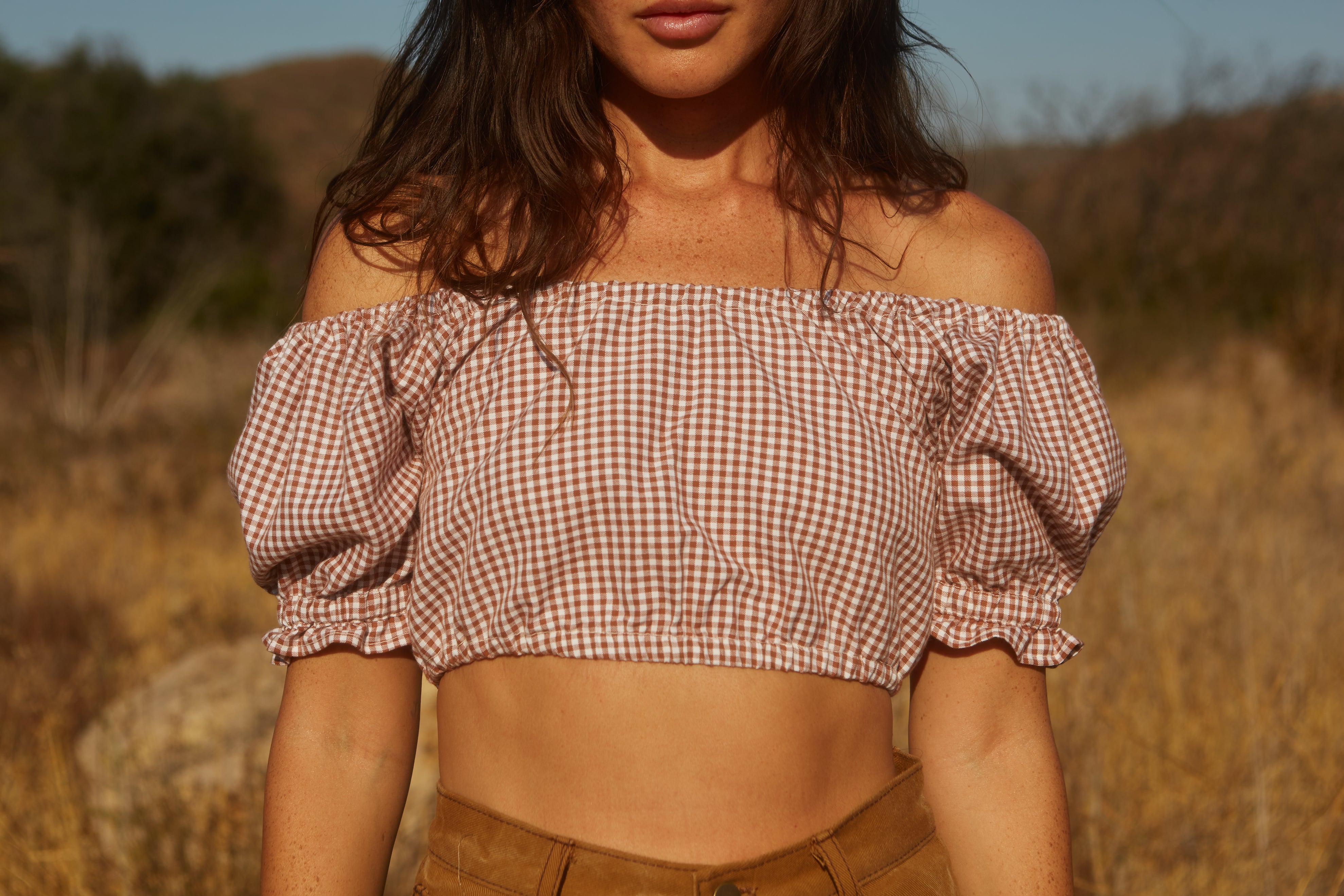 Clementine Top -Brown Gingham