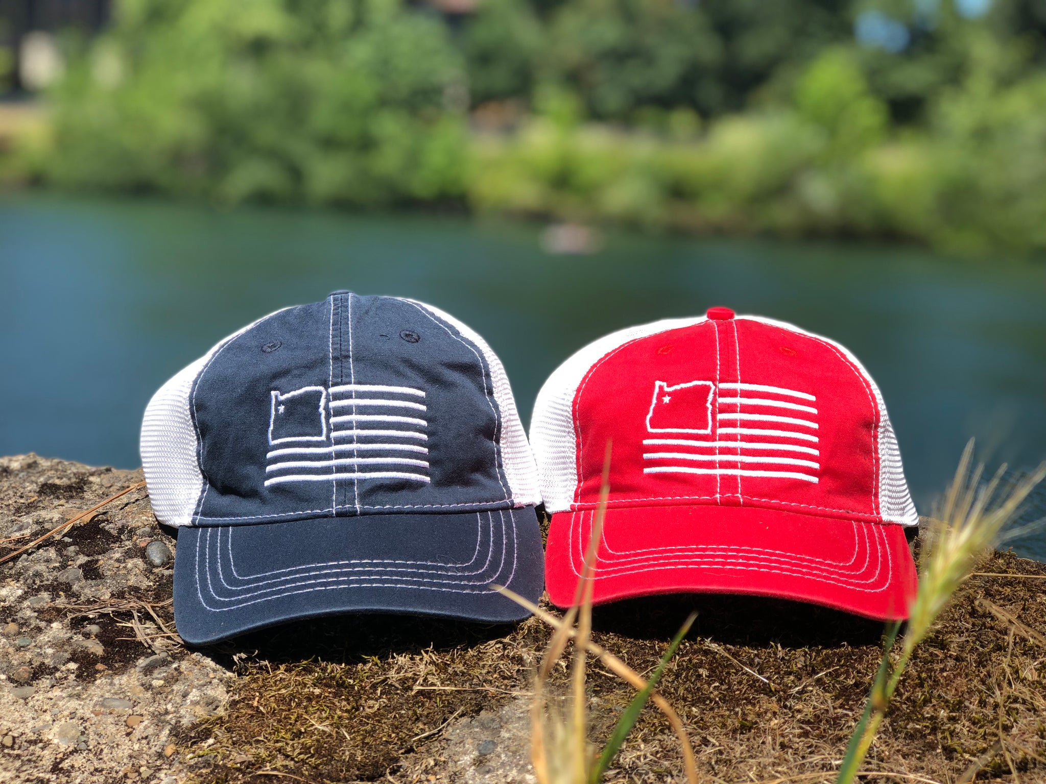 red and white dad hat