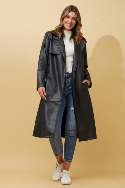 Cartia Vegan Leather Trench Coat