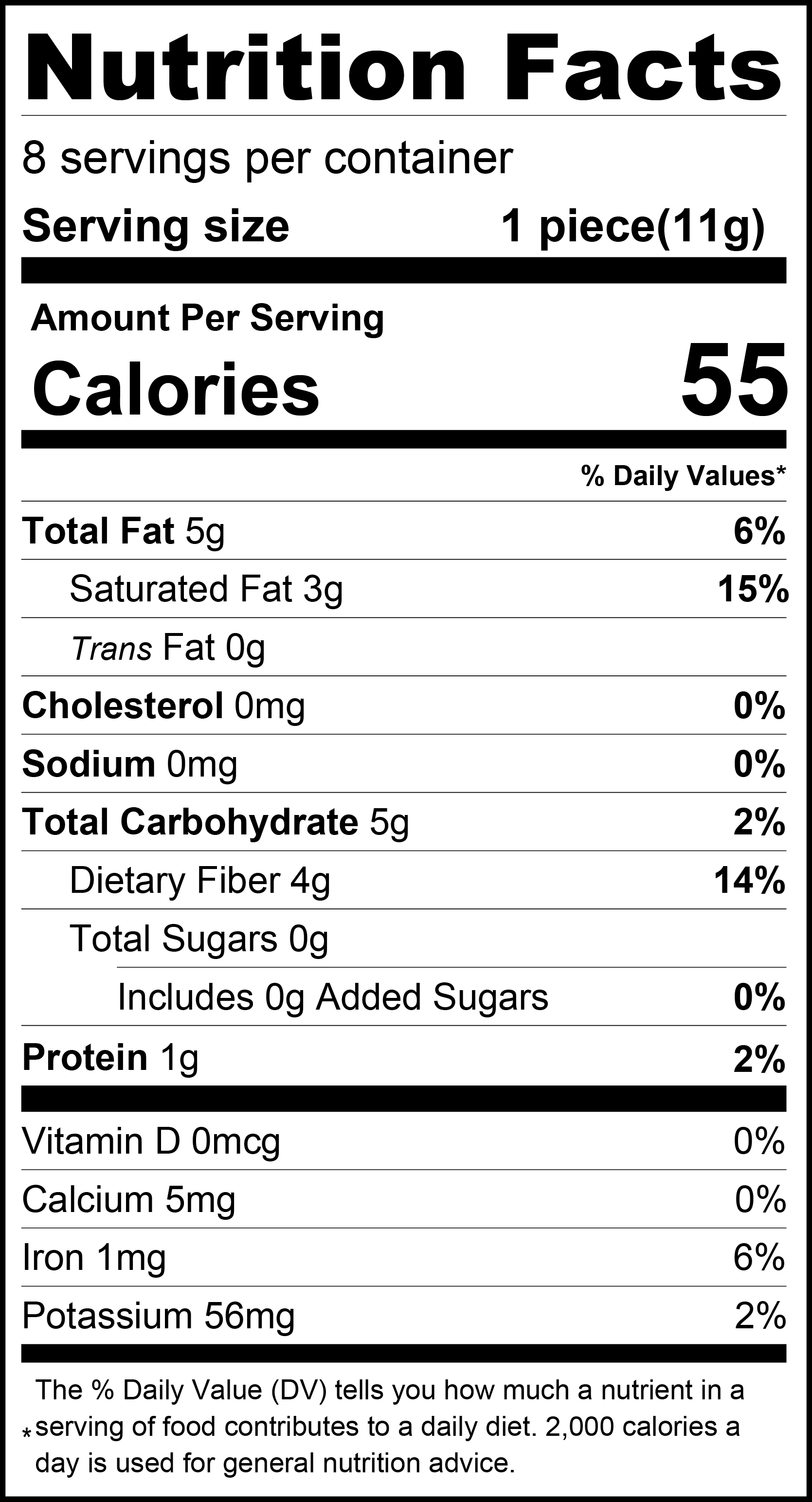 70% Dark Chocolate Squares Bar Nutrition Facts