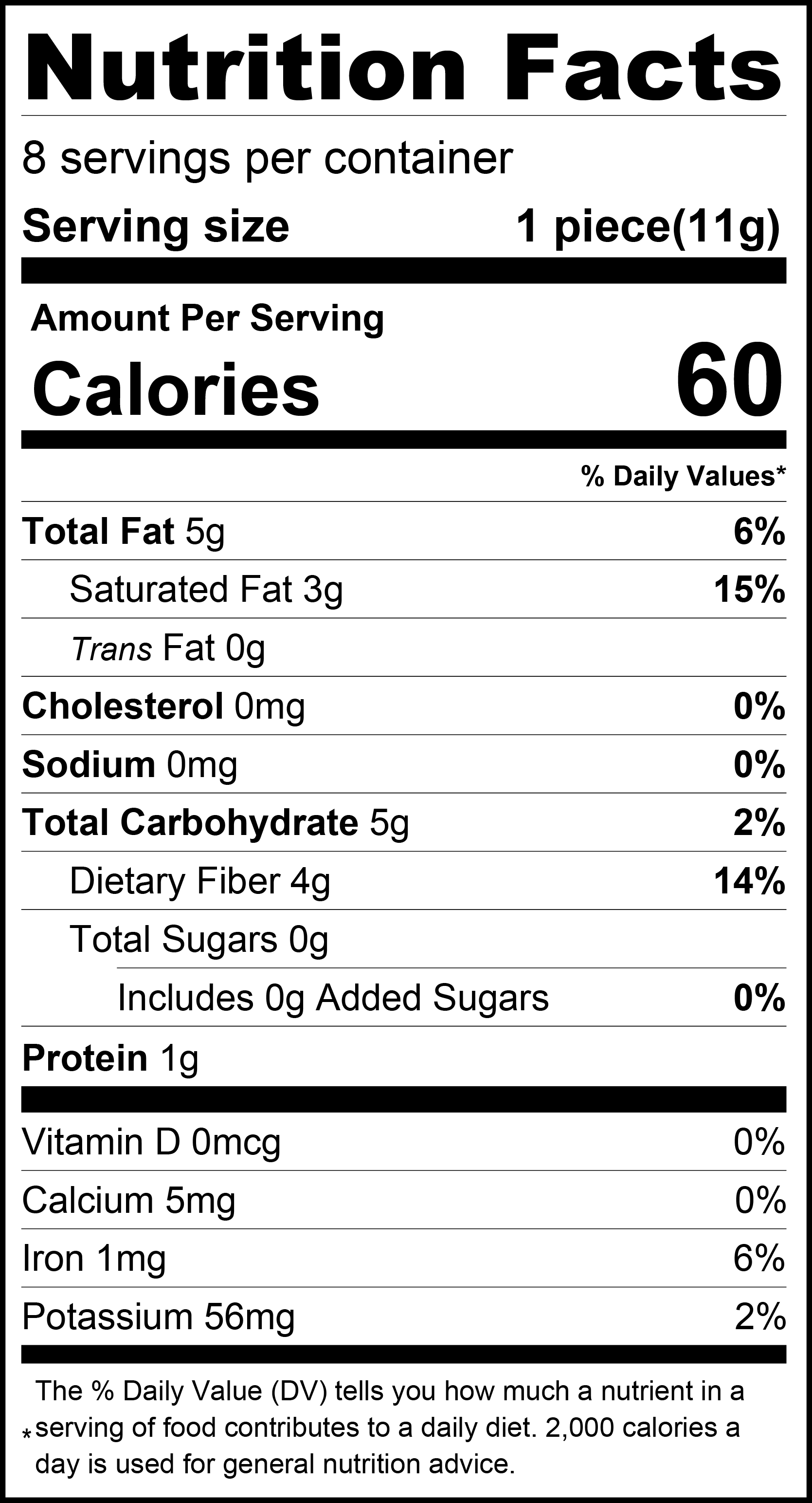 Dark Chocolate Coconut Squares Nutrition Facts