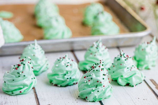 Christmas Tree Keto Meringue Cookies