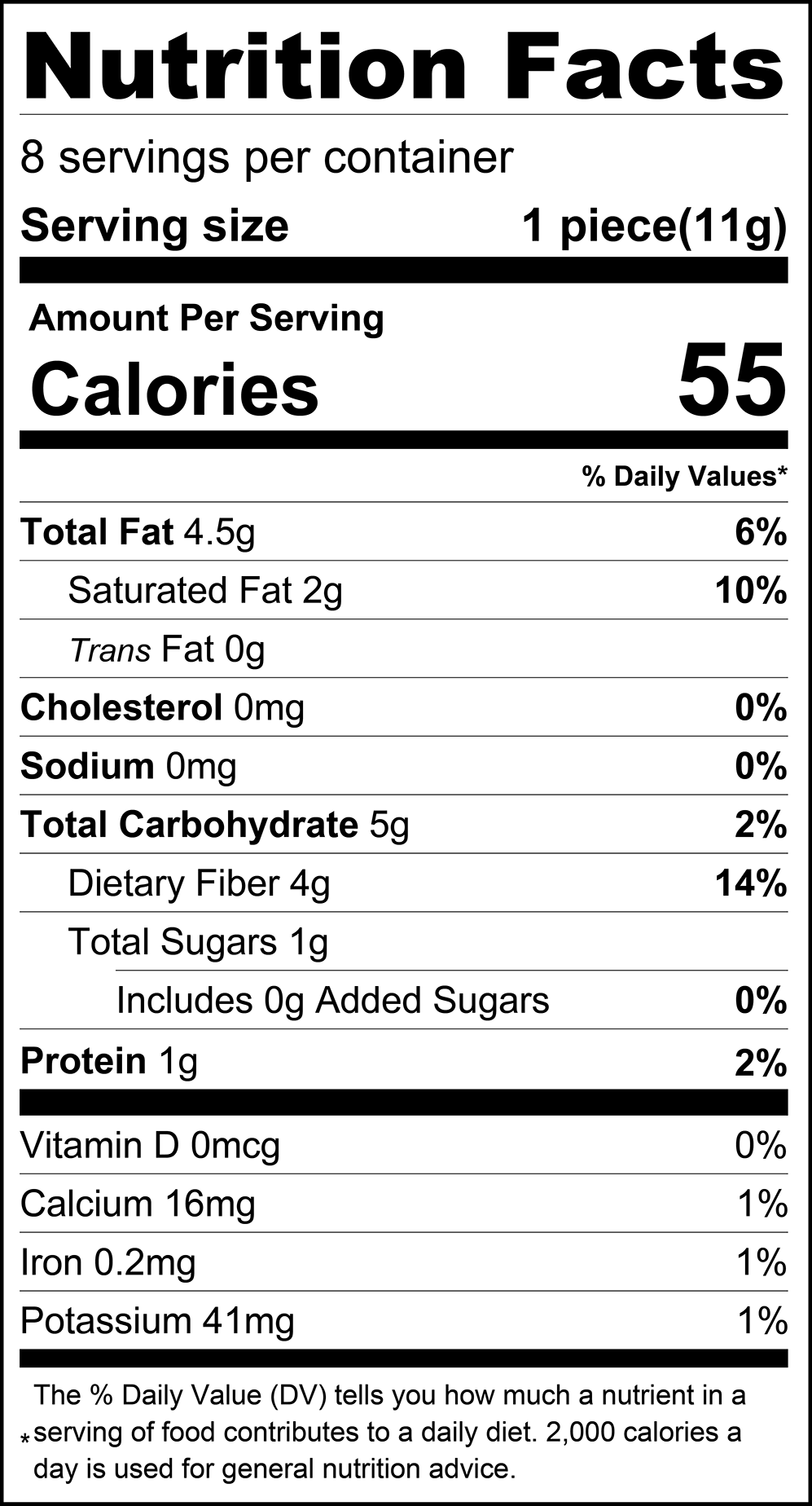 Milk Chocolate Almond Keto Bark Nutrition Facts