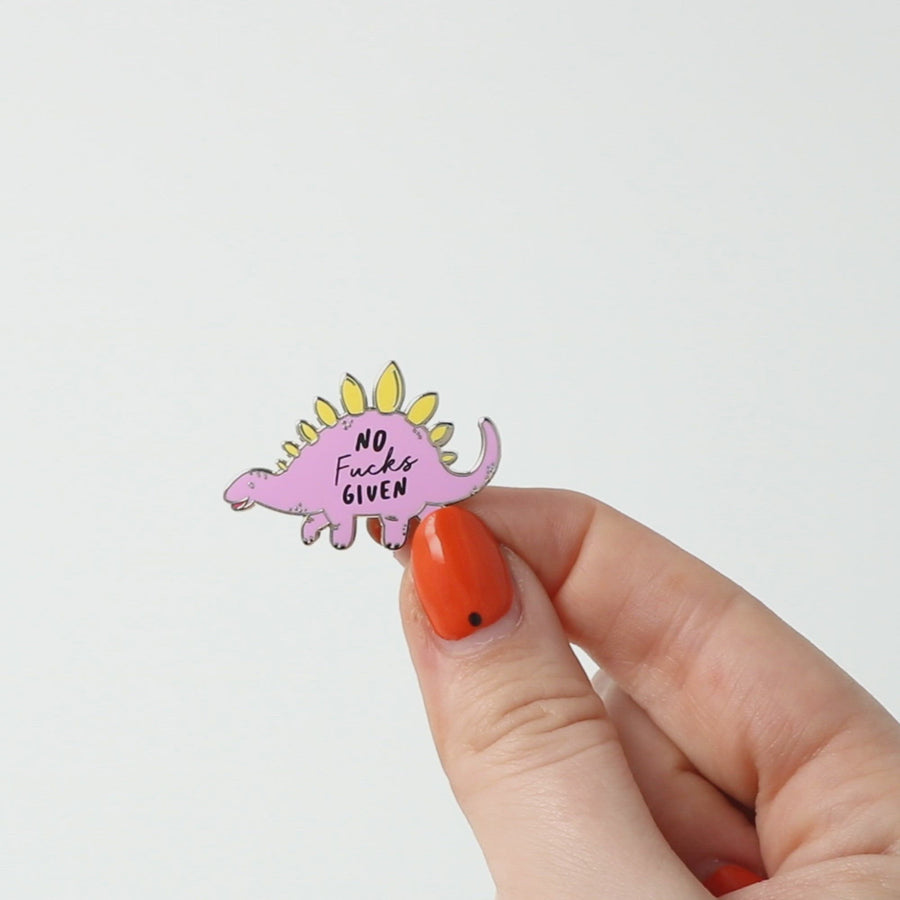 No Fucks Given Stegosaurus Dinosaur Enamel Pin Punkypins