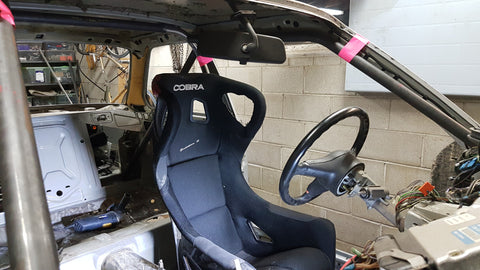 BMW e30 roll cage with Cobra wrap around bucket seat