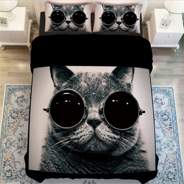 3d Glasses Black Cat Bedding Set Clarity Deal