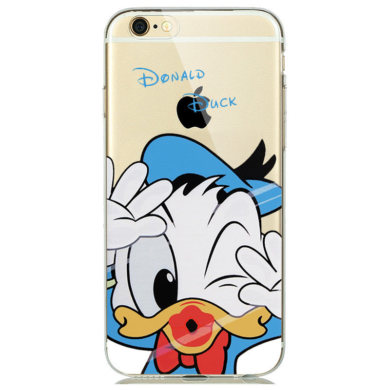 جوز الهند مبشور ULTRA Slim Fitting Skin Soft Clear Rubber Silicone Cover for iphone 5s 6 6s Plus Cute Mickey Minnie Mouse Donald Daisy Duck Case