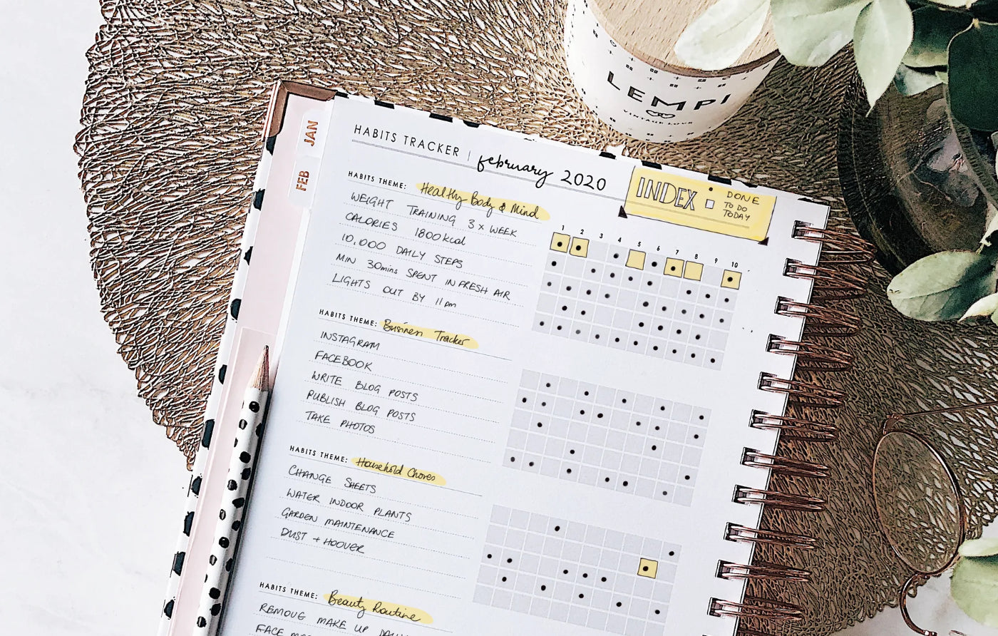 Habits tracker in CEO of My Own Life® planner