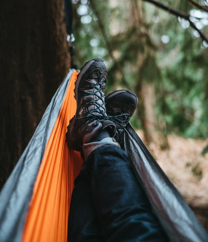 hiking shoes and hammock