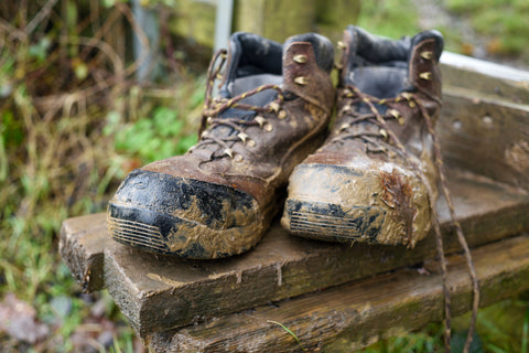 dirty hiking boots