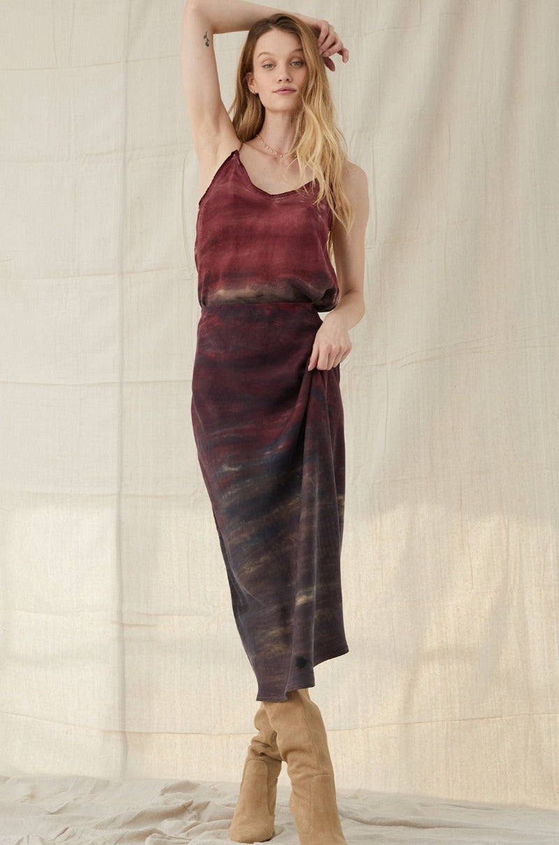 Bias Midi Skirt in Wildberry Horizon