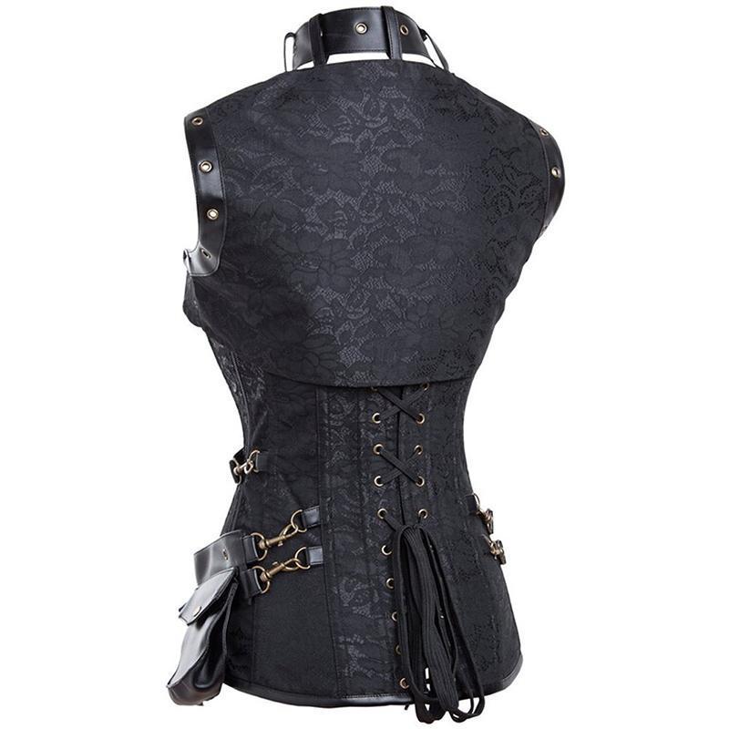 Kinky Black Leather Belt Bondage Corset For Women