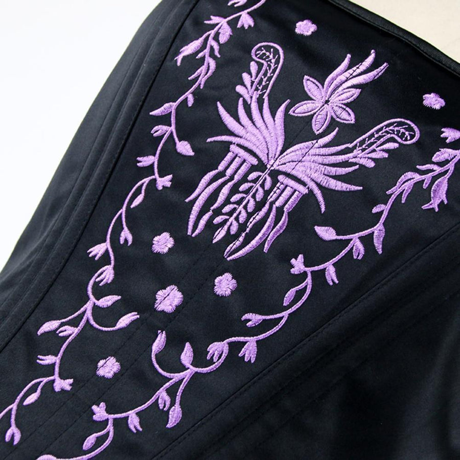 Black and Purple Floral Pattern Punk Corset – The Black Ravens