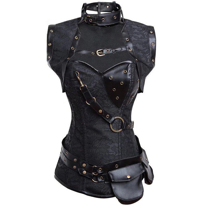 Kinky Black Leather Belt Bondage Corset For Women The Black