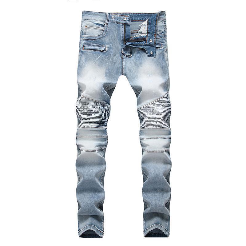 Cloudy Blue Biker Denim Jeans For Men – The Black Ravens