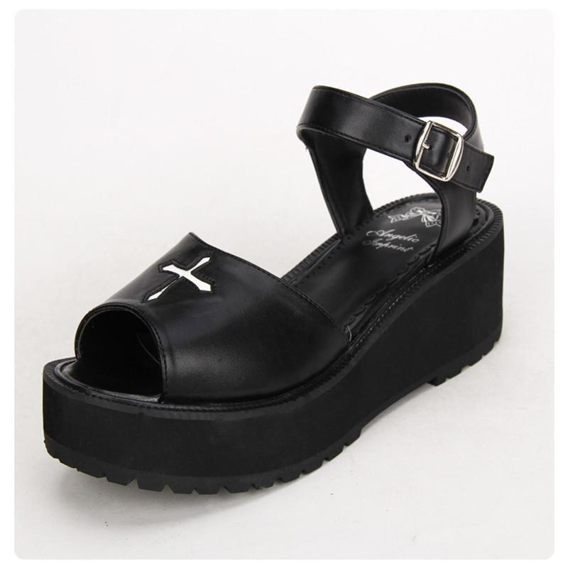 black goth sandals