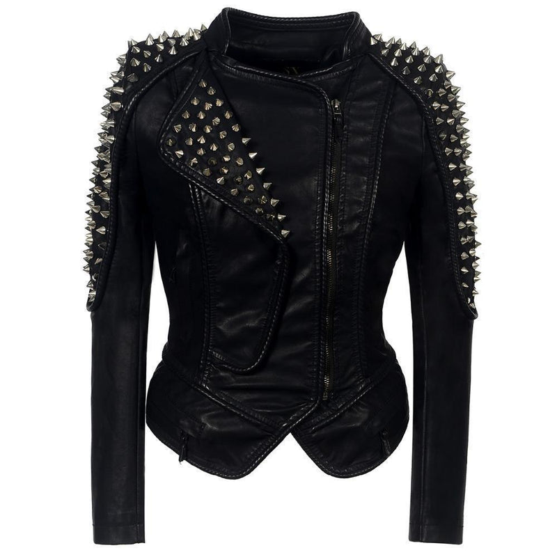 Women's Punk Biker Leather Jacket – The Black Ravens