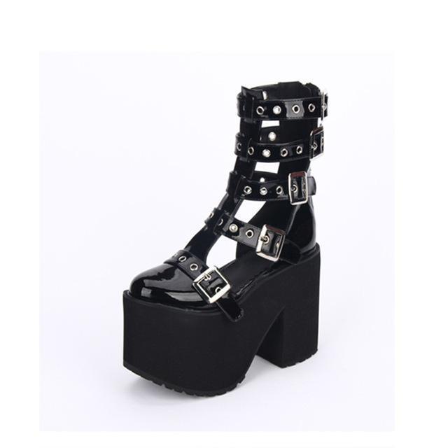 Womens Thick Goth Tall Boots The Black Ravens