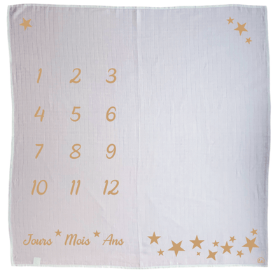 Lange By Mois Couverture Etape Bebe Mois Par Mois Personnalise Motif Etoiles Little Antoinette