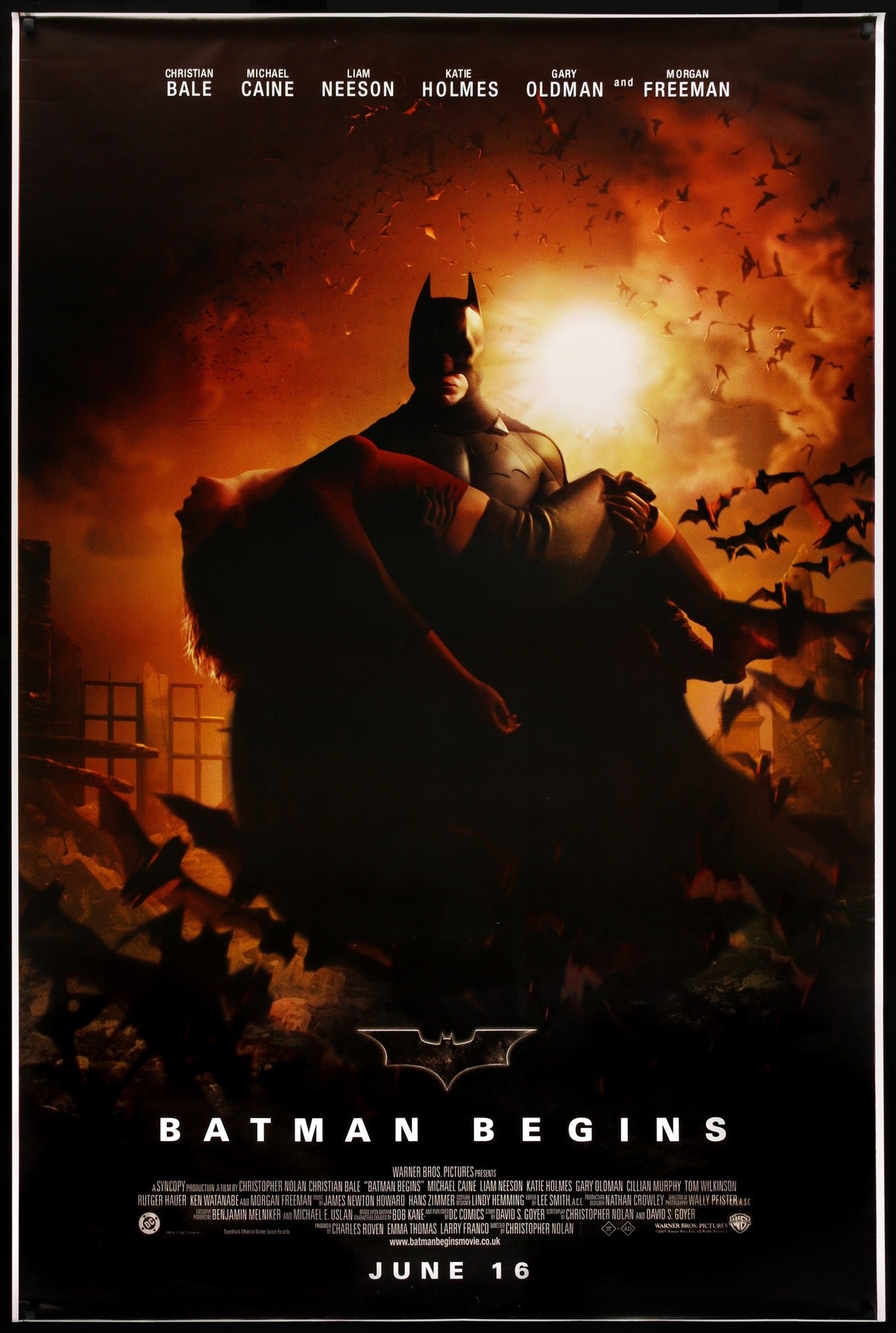 Batman Begins (2005) Póster original de la película de la parada de autobús  en inglés - Original Film Art - Vintage Movie Posters