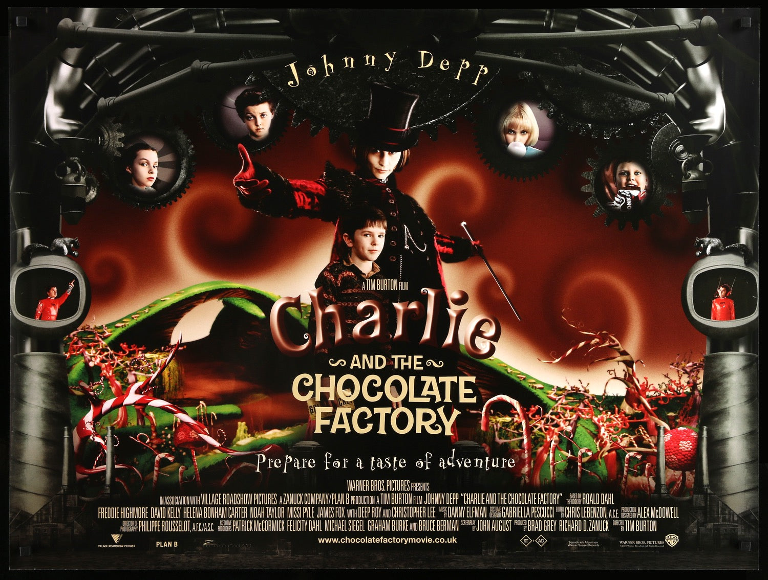 Шоколадная фабрика содержание. Charlie and the Chocolate Factory 2005 poster. Charlie and the Chocolate Factory Постер. Charlie and the Chocolate Factory 2005 обложка. Чарли и шоколадная фабрика афиша.