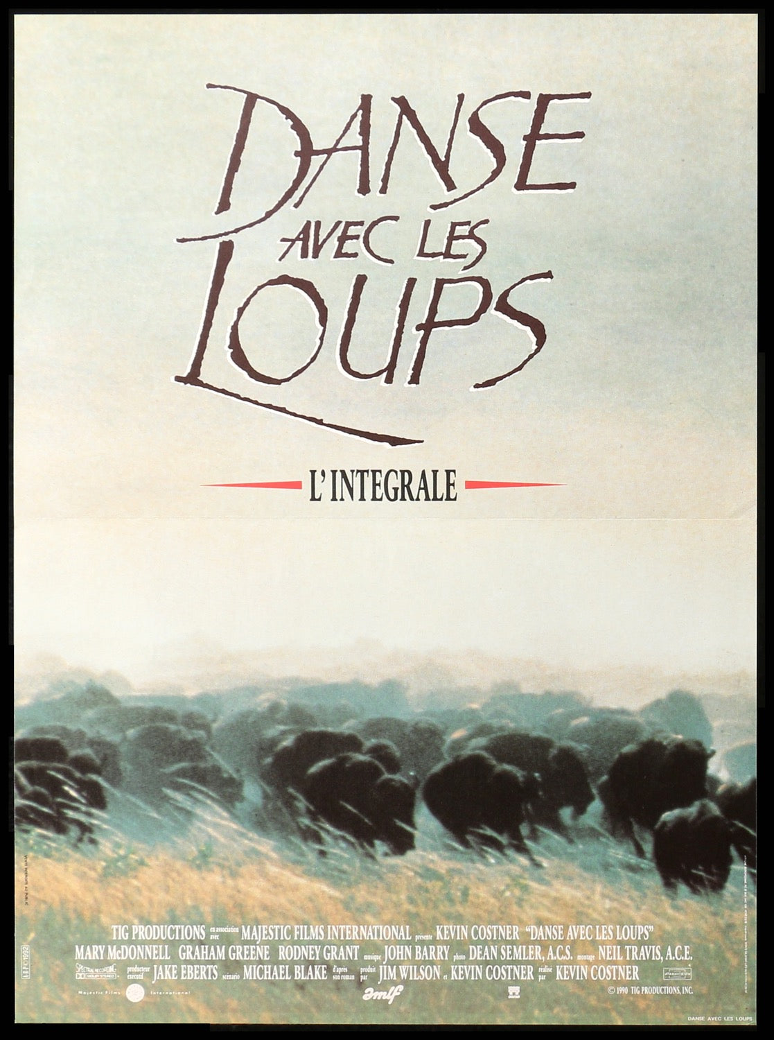 Danza con lobos (1990) Original R1992 póster de película francesa -  Original Film Art - Vintage Movie Posters