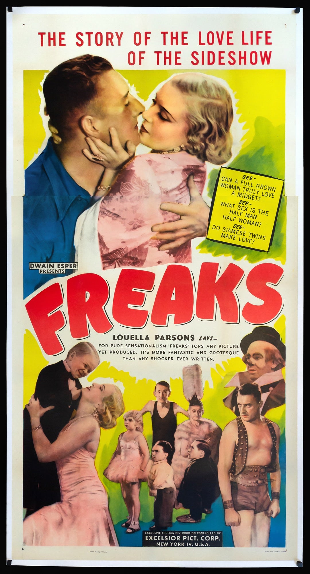 Freaks 1932 Original R1949 Three Sheet Movie Poster Original Film