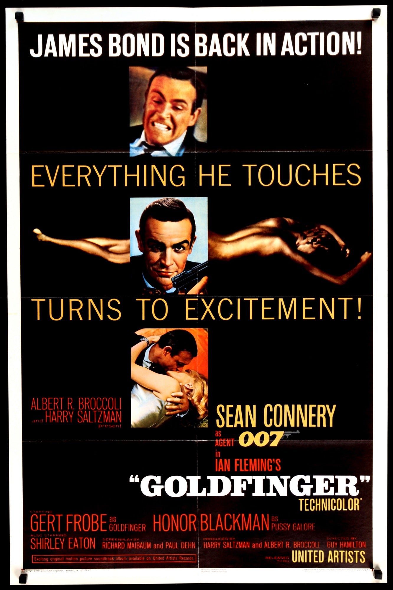 Goldfinger (1964) Original One-Sheet Movie Poster - Original Film Art -  Vintage Movie Posters