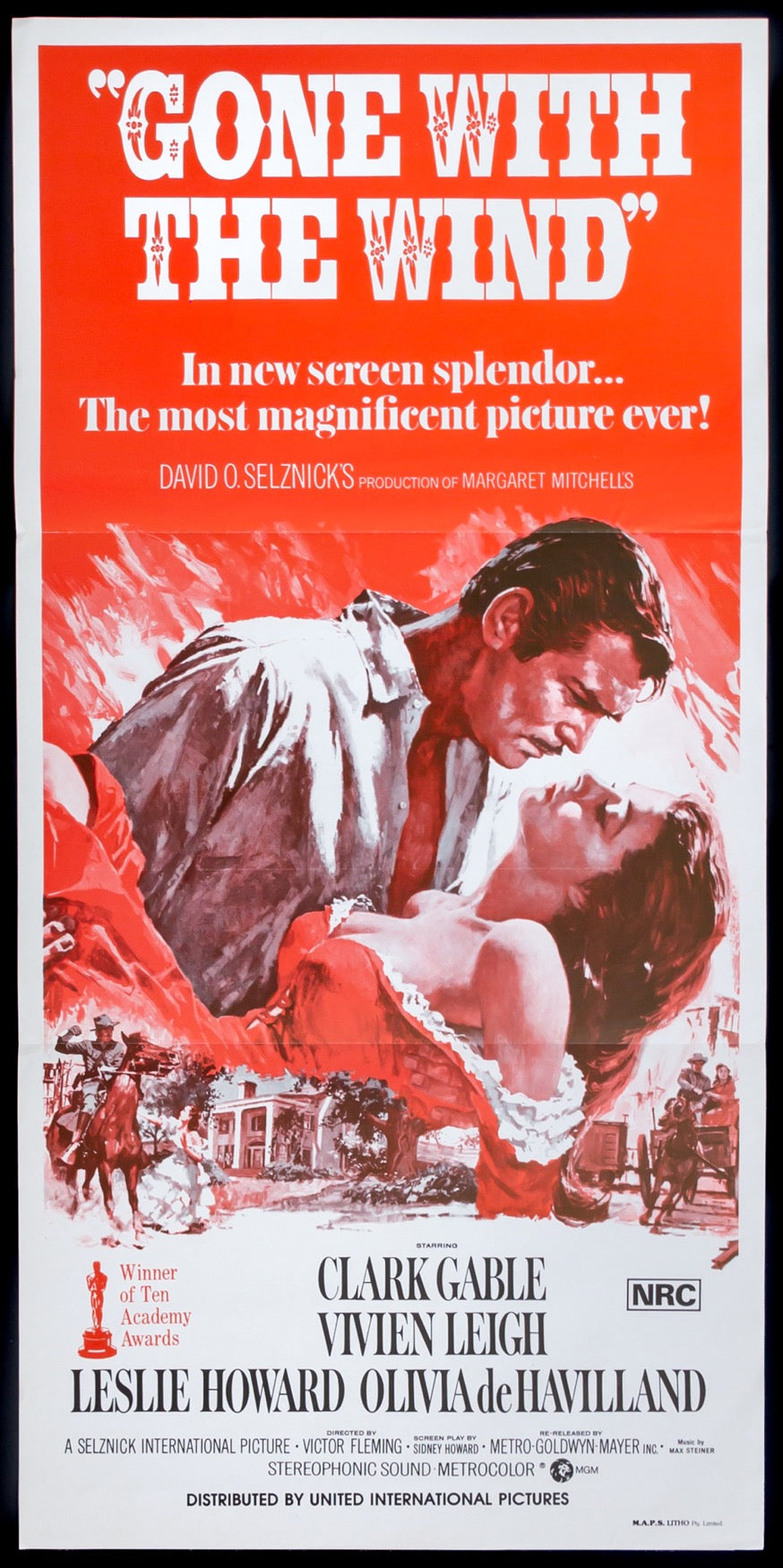 Gone With The Wind 1939 Original Australian Daybill Movie Poster Original Film Art Vintage Movie Posters