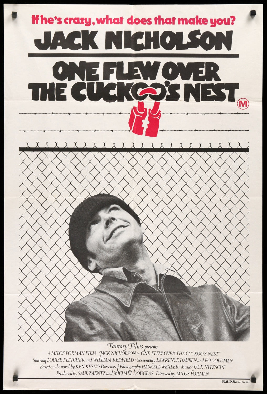 One Flew Over the Cuckoo's Nest Australian One-Sheet Movie Poster ...