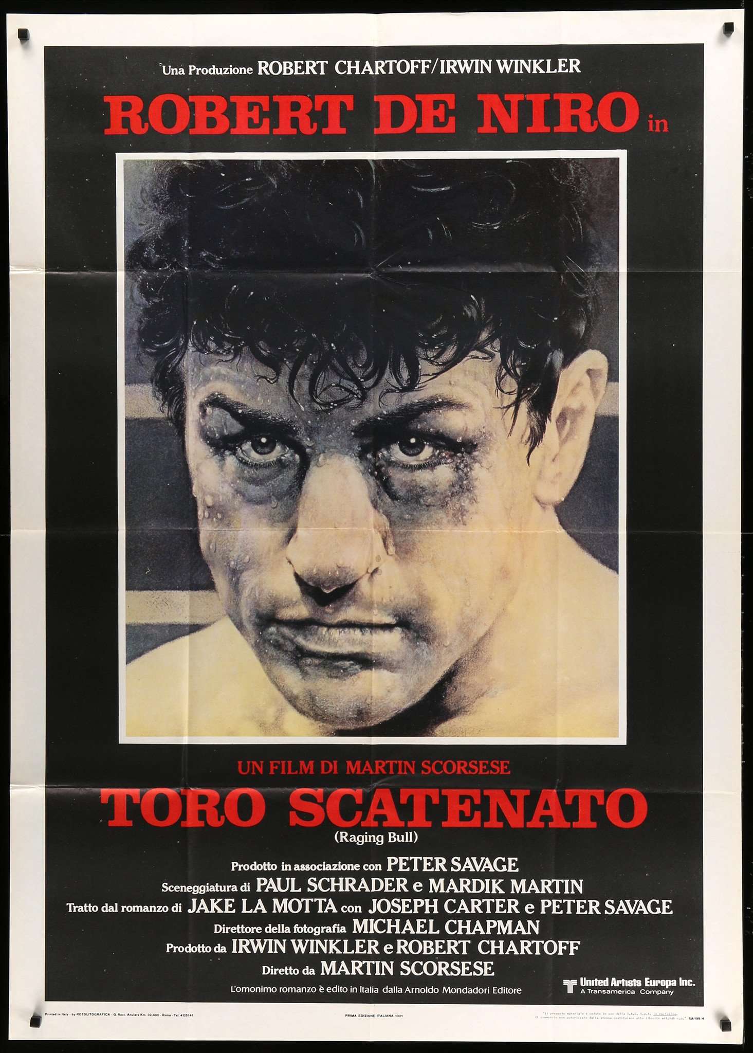 Raging Bull 1980 Póster De Película Italiana Vintage 39 X 55 Original Film Art Vintage