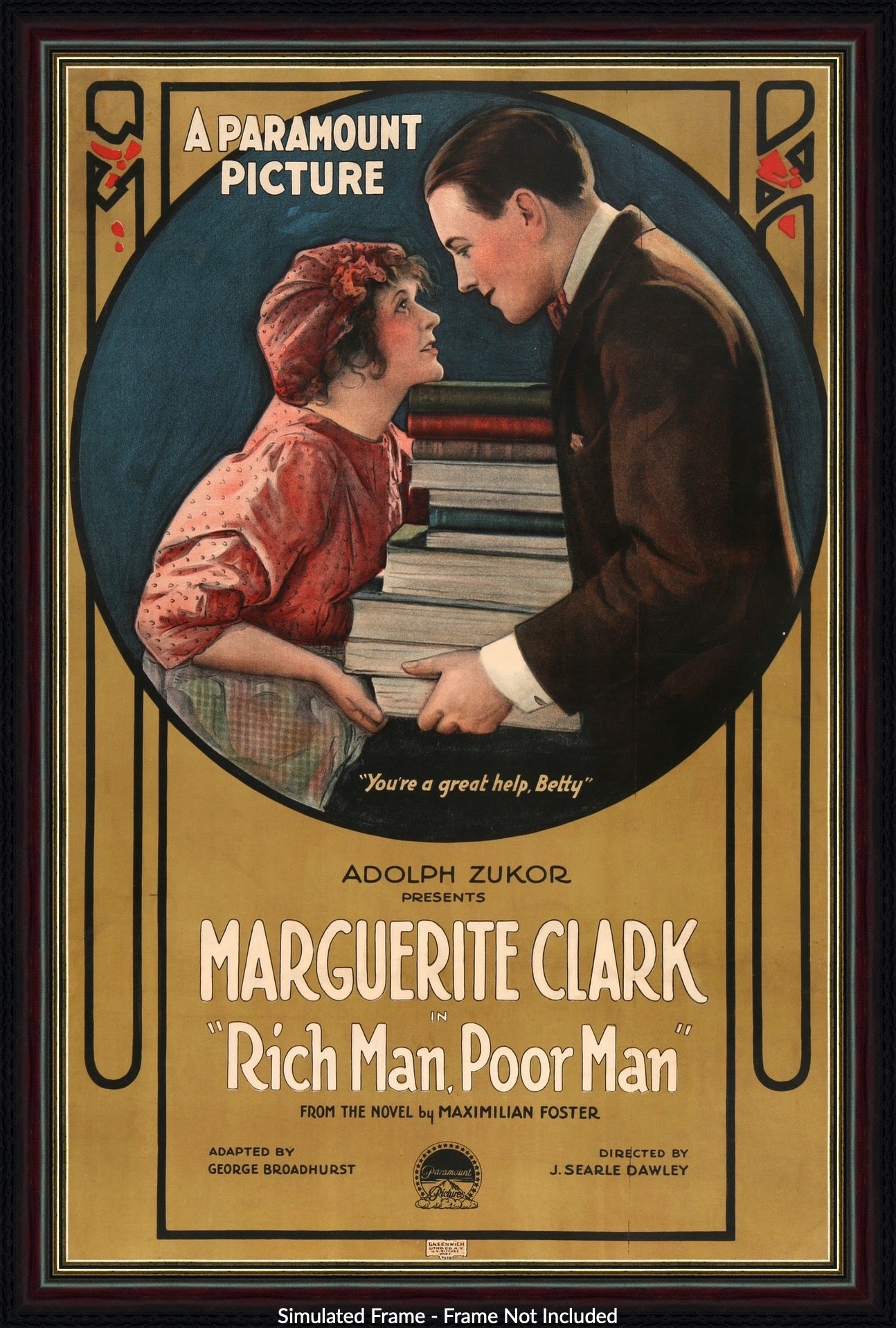 Rich Man Poor Man 1918 Original One Sheet Movie Poster Original Film Art Vintage Movie Posters