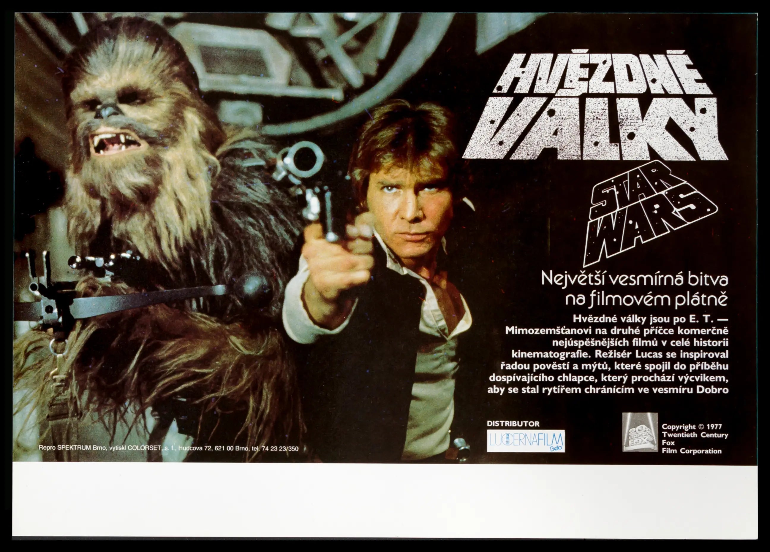 Geletterdheid vriendelijke groet staal Star Wars (1977) Original Czech Republic A4 Movie Poster - Original Film  Art - Vintage Movie Posters