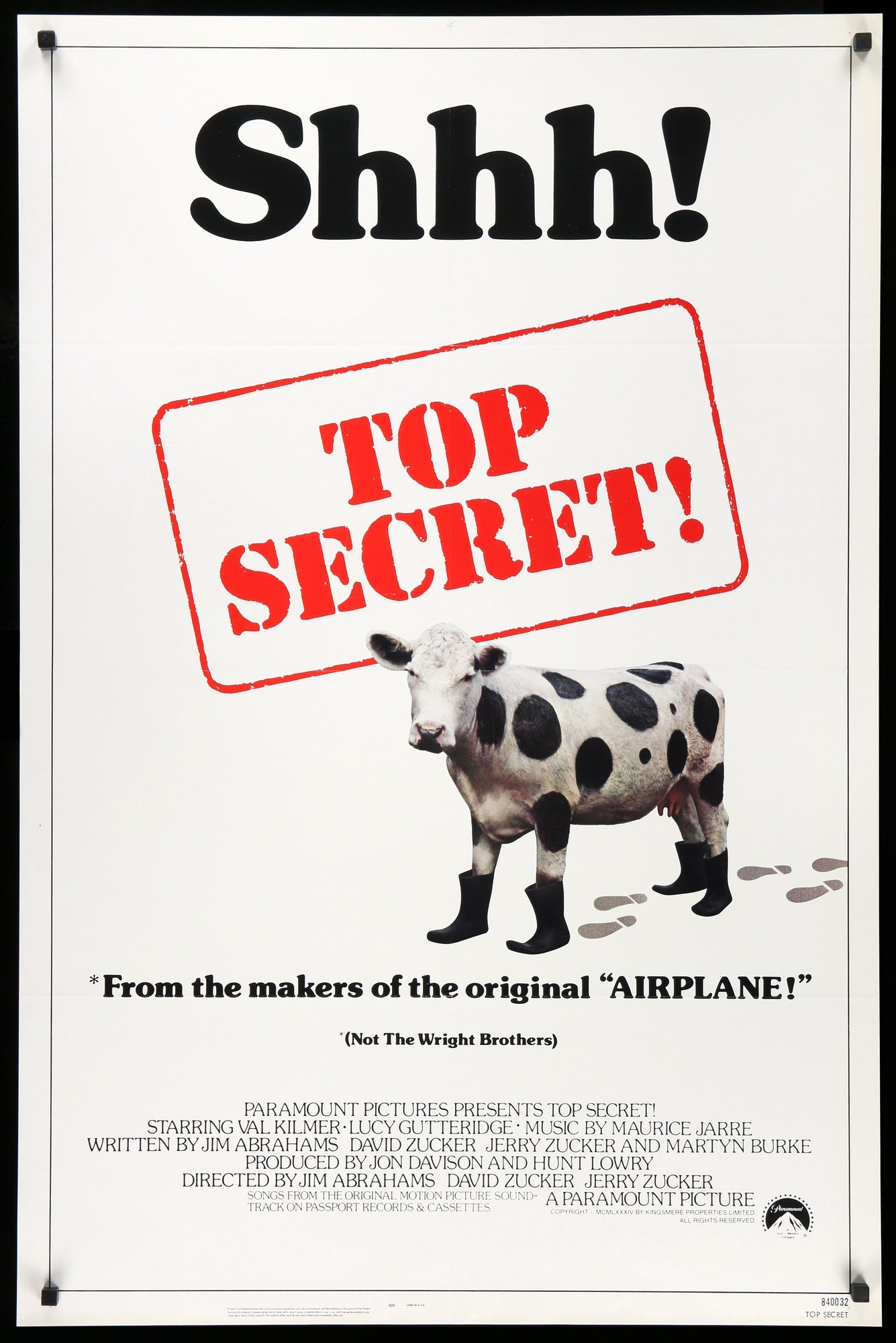 Top Secret 1984 Original One Sheet Movie Poster Original Film Art Vintage Movie Posters