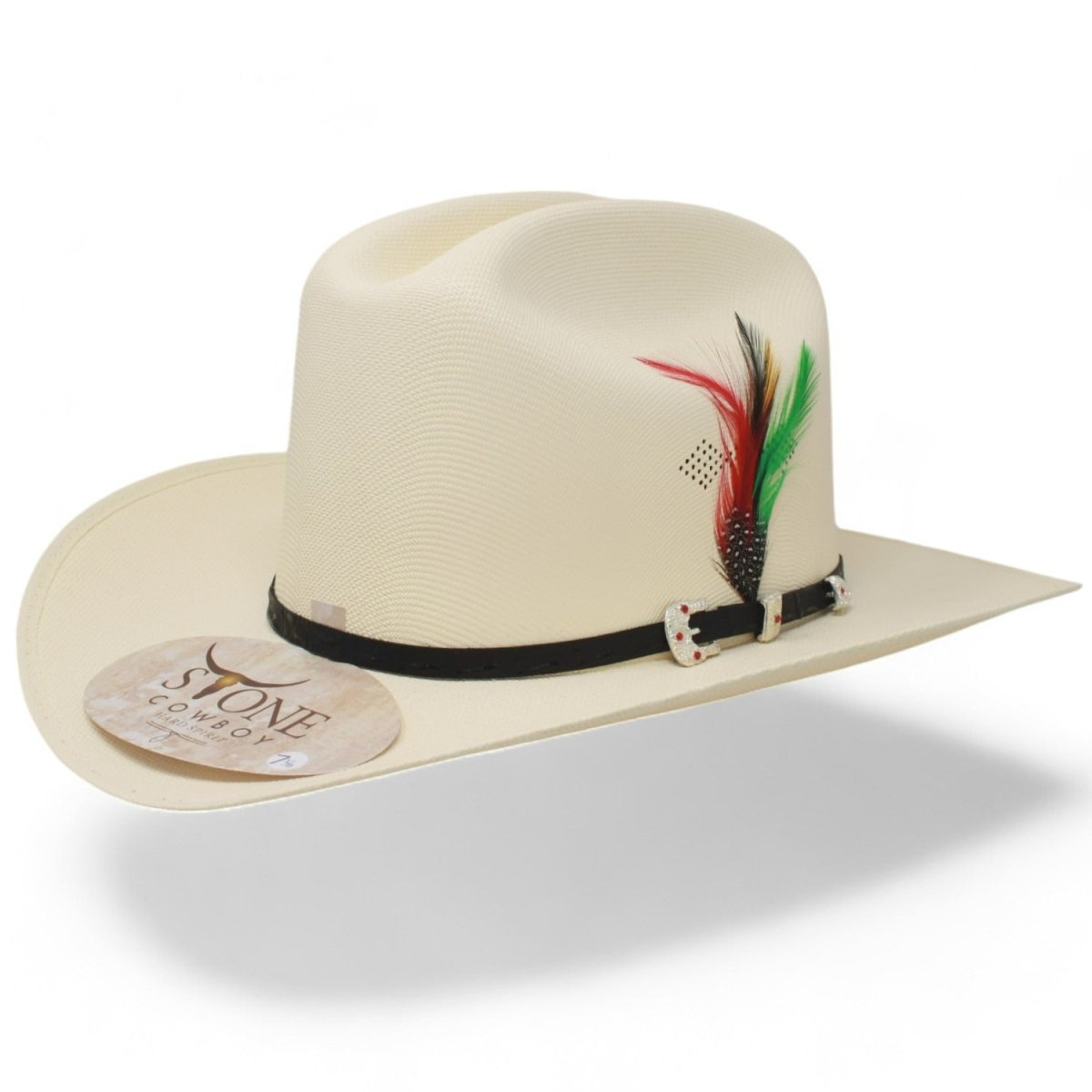 Sombrero 1,000X Estilo Sinaloa con Plumas Ala 3" Viva Mexico Cabrones!