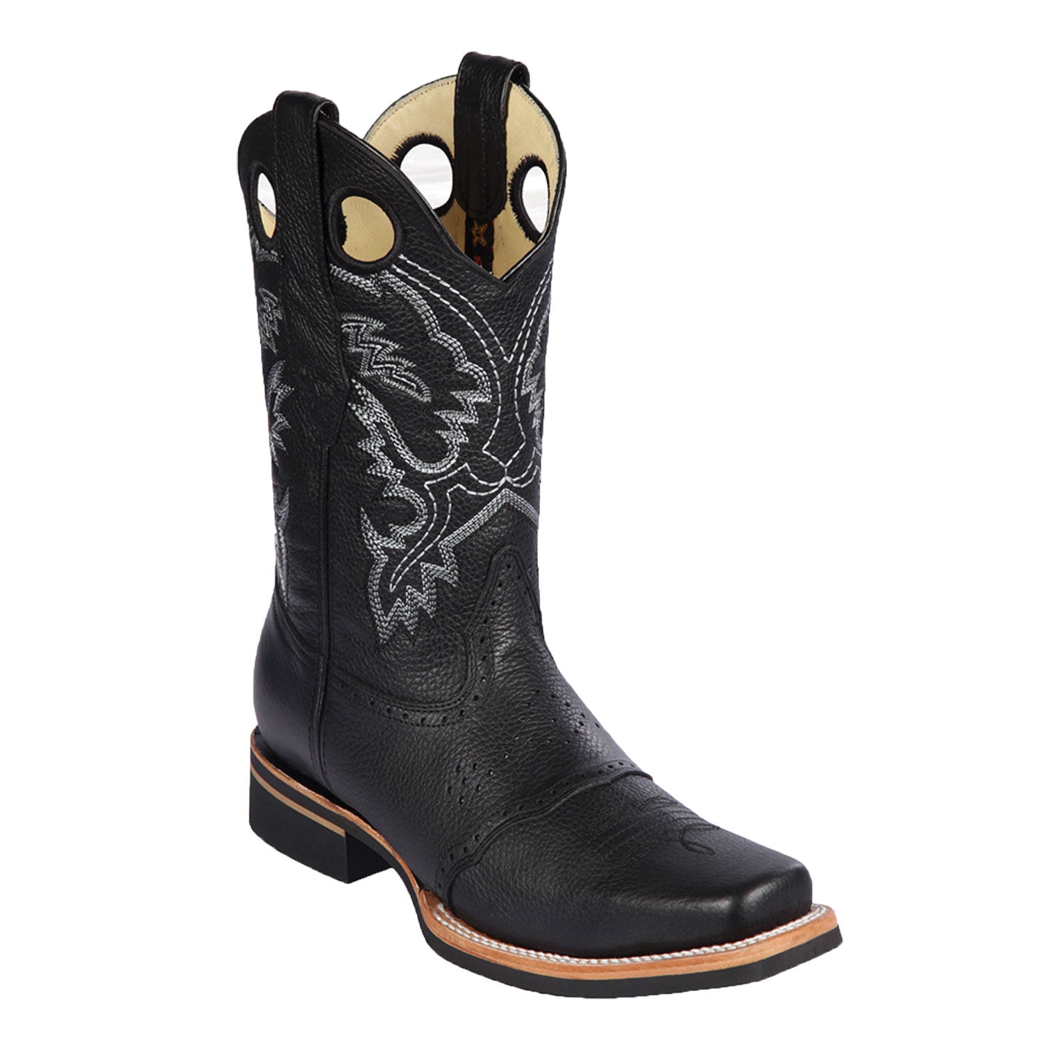 Botas de Cuero Vaquera Rodeo LAB-811C2705 Color Negro – Caballo Bronco