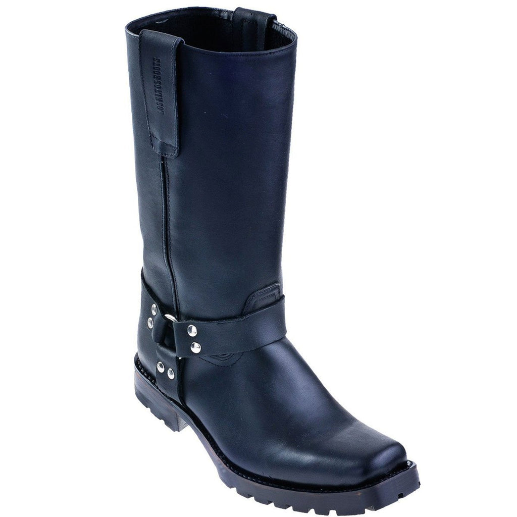 Botas de Cuero Original Horma Biker Acabado Grasso Color Negro —