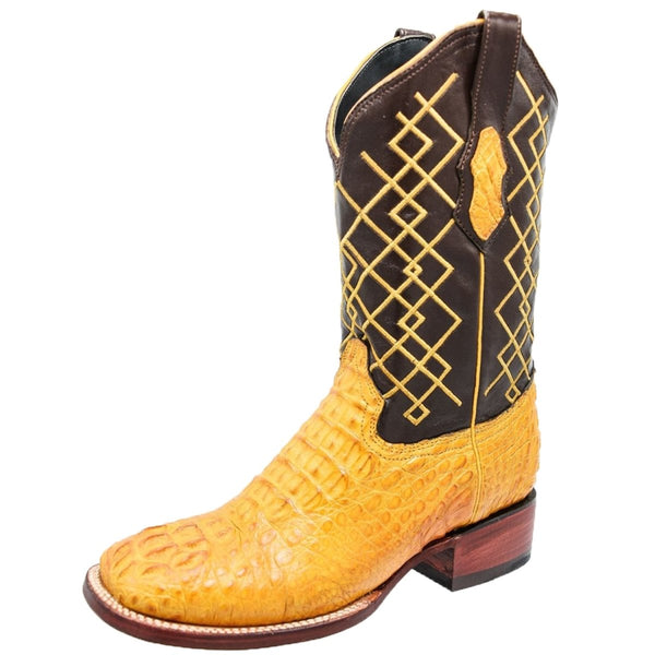 Botas de Cocodrilo Caiman Lomo Original Horma Rodeo Color Mantequilla —  