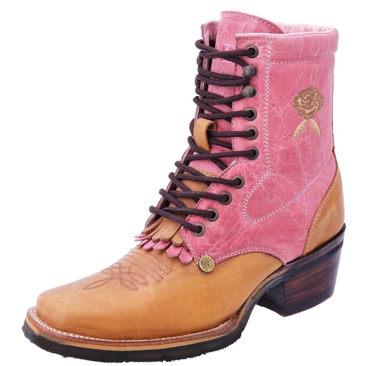 Objetor Mirar fijamente raya Botas de Cuero Original Horma Rodeo para Mujer Color Miel y Rosa —  CaballoBronco.com