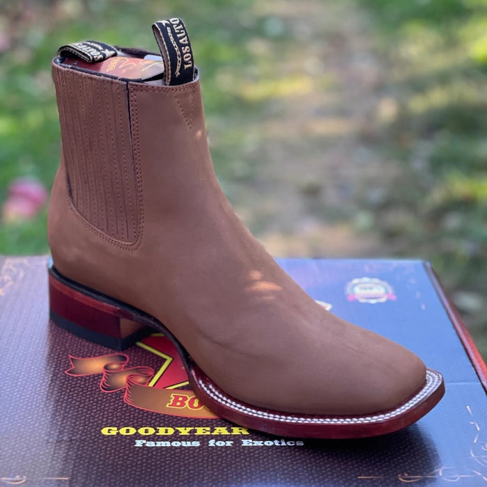 Botin Charro Nobuck Cuadrada Los Altos Boots Color Shedron — CaballoBronco.com