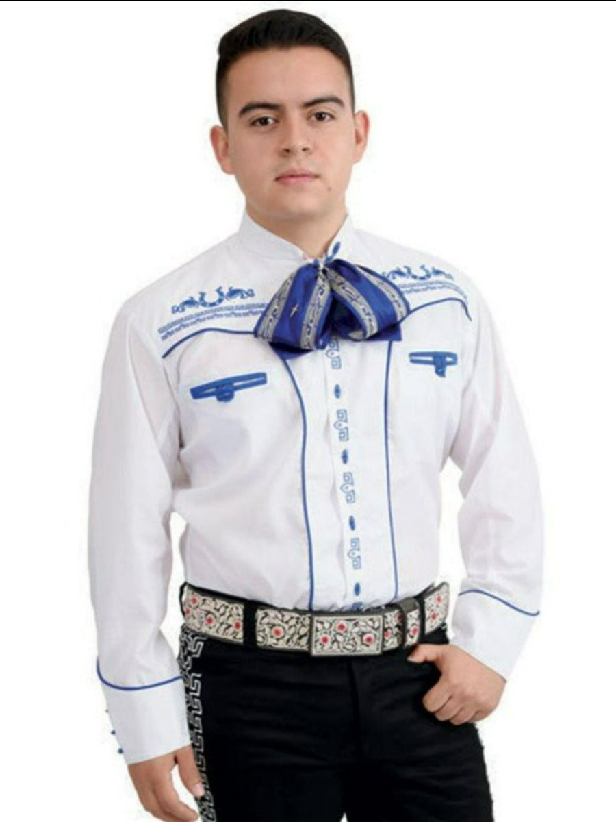 Camisa Charra Diamonds para Hombre Blanco WD-874 —