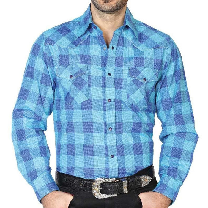 Camisa Vaquera para Hombre El de los Azul con — CaballoBronco.com