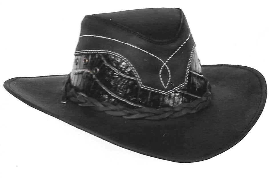 Sombrero Vaquero de Piel Color Negro con Cocodrilo — CaballoBronco.com